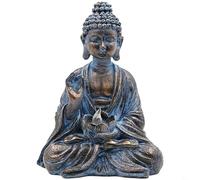 BEAZOOM Statue de Bouddha en résine peinte à la main avec lampe solaire, décoration zen lotus pour extérieur, jardin, patio, centre de table