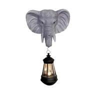 BEAZOOM Statuette d'éléphant à énergie solaire avec lumière, en résine, peinte à la main, décoration d'allée, 32 cm