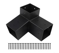 BEAZOOM Supports noirs pour pergola de toit incliné avec vis de 10,2 x 10,2 cm, kit de montage mural en acier pour extérieur, jardin et terrasse (droite 15°)