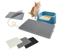BEAZOOM Tapis de litière double couche en silicone pour chat, plateau amovible résistant aux rayures pour chat, facile à nettoyer, anti-déversement, 46,5 x 32,5 cm, noir