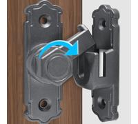 BEAZOOM Verrou coulissant en alliage d'aluminium 90/180 pour loquet de porte avec rotation à 360° pour porte intérieure en bois salle de bain noir
