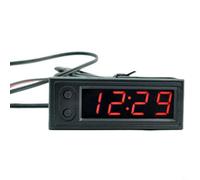 BEAZOOM Voltmètre thermomètre horloge 3 en 1 avec affichage numérique LED et jauge de tableau de bord DC 5-27 V pour voiture 12 V 22 x 58 mm (rouge)