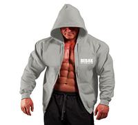 Bebak Sweat à capuche pour homme avec fermeture éclair et haut de bodybuilding inspiré d'Arnold Schwarzenegger S M L XL 2XL 3XL 4XL 5X - Gris - XXX-Large