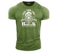 bebak T-shirt de sport pour homme | Viking Warrior | Vêtements de sport pour homme | T-shirt Arnold pour bodybuilding | Idéal pour MMA Strongman Crossfit, Soldat vert militaire chiné, M