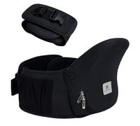 Bebamour Porte-bébé Hipseat 0-36 mois, tabouret de taille avec support dorsal léger et réglable, porte-bébé 3 en 1 siège bébé à tout-petit(New Black)
