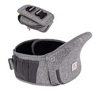 Bebamour Porte-bébé Hipseat 0-36 mois, tabouret de taille avec support dorsal léger et réglable, porte-bébé 3 en 1 siège bébé à tout-petit(New Light Grey)