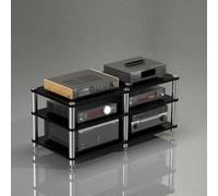 BEBANE 2/3/4 étagères multimédia Audio/vidéo - Meuble Audio Robuste avec Pointes Anti-Vibrations et Conception favorisant la Dissipation Thermique, pour Les Home(Black,54cm/21.2in)