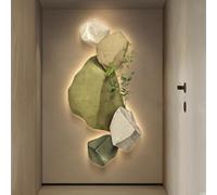 BEBANE 3D décoration Murale LED en Relief, Tableau Mural en grès, Cadre sans Bord, Motif végétal Artificiel, adapté pour Le Salon, la Chambre et Le Couloir(E,80 * 160cm/31.5 * 63in)
