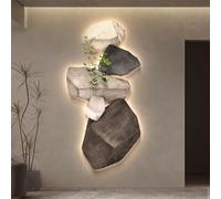 BEBANE 3D décoration Murale LED en Relief, Tableau Mural en grès, Cadre sans Bord, Motif végétal Artificiel, adapté pour Le Salon, la Chambre et Le Couloir(C,60 * 120cm/23.6 * 47.2in)