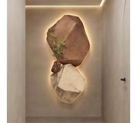 BEBANE 3D décoration Murale LED en Relief, Tableau Mural en grès, Cadre sans Bord, Motif végétal Artificiel, adapté pour Le Salon, la Chambre et Le Couloir(B,80 * 160cm/31.5 * 63in)