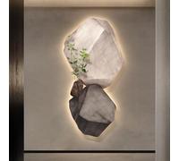 BEBANE 3D décoration Murale LED en Relief, Tableau Mural en grès, Cadre sans Bord, Motif végétal Artificiel, adapté pour Le Salon, la Chambre et Le Couloir(D,50 * 100cm/19.7 * 39.4in)