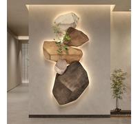 BEBANE 3D décoration Murale LED en Relief, Tableau Mural en grès, Cadre sans Bord, Motif végétal Artificiel, adapté pour Le Salon, la Chambre et Le Couloir(A,70 * 140cm/27.5 * 55.1in)