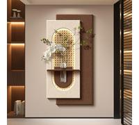 BEBANE Art Mural 3D LED avec éclairage, Tableau décoratif Moderne à Texture en Relief (avec Plantes artificielles et Vase), idéal pour Le Salon, la Chambre, Le Couloir(C,80 * 160cm/31.5 * 63in)