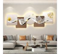 BEBANE Art Mural Abstrait LED, décoration Murale 3D pour Salon avec éclairage LED, Tableau Mural à Brancher, idéal pour Le Salon, la Chambre, Le Couloir, l’entrée(B,150 * 50cm/59 * 19.7in)