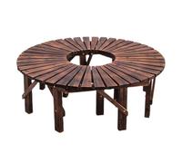 BEBANE Banc d’extérieur en Bois Massif en Forme d’Arbre, Design Circulaire et incurvé en Demi-Cercle, capacité de Charge de 800 Livres, adapté au Jardin, à la terrasse(Circle)