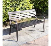 BEBANE Banc de Jardin d’extérieur, avec accoudoirs, en Alliage d’Aluminium, Dossier Large incliné à 105°, adapté pour Le Jardin, la terrasse, l’extérieur et Les Parcs(Gray)