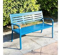 BEBANE Banc de Jardin d’extérieur, avec accoudoirs, en Alliage d’Aluminium, Dossier Large incliné à 105°, adapté pour Le Jardin, la terrasse, l’extérieur et Les Parcs(Blue)