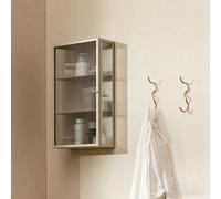 BEBANE Cuisine Armoire de Rangement Murale étroite, équipée d’Une Porte en Verre trempé, adaptée au Salon, à la Chambre, à la Cuisine et à la Salle de Bain(Off-White Right)