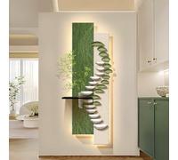 BEBANE Décoration Murale 3D avec éclairage LED - équipée d’Un Vase en Verre pour Culture hydroponique et de Plantes artificielles, au Salon, à la Chambre et au Couloir(D,150 * 50cm/59 * 19.7in)
