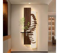 BEBANE Décoration Murale 3D avec éclairage LED - équipée d’Un Vase en Verre pour Culture hydroponique et de Plantes artificielles, au Salon, à la Chambre et au Couloir(A,150 * 50cm/59 * 19.7in)