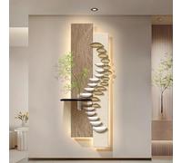 BEBANE Décoration Murale 3D avec éclairage LED - équipée d’Un Vase en Verre pour Culture hydroponique et de Plantes artificielles, au Salon, à la Chambre et au Couloir(B,180 * 60cm/70.9 * 23.6in)