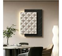 BEBANE Décoration Murale 3D en Effet Pierre de Sable avec éclairage LED, Tableau Mural Abstrait pour entrée, adapté au Salon, à la Chambre, au Couloir, aux hôtels