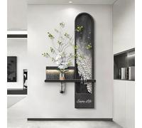 BEBANE Décoration Murale Artistique 3D avec éclairage LED, Sculpture Murale Moderne en Style grès, avec Vase et Plantes artificielles, Alimentation sur Secteur(F,80 * 160cm/31.5 * 63in)