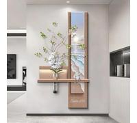 BEBANE Décoration Murale Artistique 3D avec éclairage LED, Sculpture Murale Moderne en Style grès, avec Vase et Plantes artificielles, Alimentation sur Secteur(D,70 * 140cm/27.5 * 55.1in)