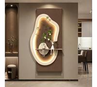 BEBANE Décoration Murale Artistique 3D en grès texturé avec éclairage LED, Alimentation sur Prise, équipée d’Un Vase en Verre, pour Le Salon, la Chambre et Le Couloir(C,80 * 160cm/31.5 * 63in)
