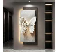 BEBANE Décoration Murale en grès 3D avec éclairage LED, Sculpture Murale en Relief en Forme de Papillon, décoration Murale en grès LED télécommandée, pour Le Salon(A,50 * 100cm/19.7 * 39.4in)