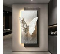 BEBANE Décoration Murale en grès 3D avec éclairage LED, Sculpture Murale en Relief en Forme de Papillon, décoration Murale en grès LED télécommandée, pour Le Salon(C,50 * 100cm/19.7 * 39.4in)