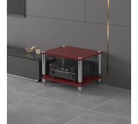 BEBANE Étagère Audio à 1/2/3/4 Niveaux, Console multimédia, Centre de Divertissement d’Angle, conçus pour Les équipements Audio-vidéo et Les systèmes stéréo(Red-Brown,2 Layer)