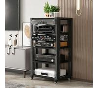 BEBANE Étagère Audio-vidéo à 2/3/4/5 Niveaux, Support multimédia AV avec tablettes réglables et, idéal comme Meuble Rack pour Home cinéma et équipements de Studio(Black,5 Layer)