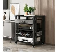 BEBANE Étagère Audio-vidéo à 2/3/4/5 Niveaux, Support multimédia AV avec tablettes réglables et, idéal comme Meuble Rack pour Home cinéma et équipements de Studio(Black,3 Layer)