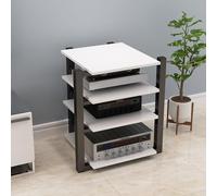BEBANE Étagère pour équipement Audio/Support multimédia/Meuble de Rangement Audio en Tour, Disponible en 2, 3 ou 4 Niveaux, Support Audio dédié pour Home cinéma et(White,4 Layer)