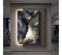 BEBANE LED décor Mural en grès, Peinture Murale sculptée en Pierre créative, Sculpture Murale paysagère innovante avec éclairage LED - Convient pour Le Salon(D,60 * 80cm/23.6 * 31.5in)