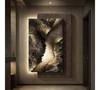 BEBANE LED décor Mural en grès, Peinture Murale sculptée en Pierre créative, Sculpture Murale paysagère innovante avec éclairage LED - Convient pour Le Salon(B,60 * 80cm/23.6 * 31.5in)