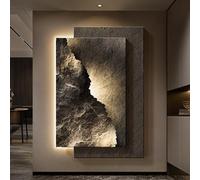 BEBANE LED décor Mural en grès, Peinture Murale sculptée en Pierre créative, Sculpture Murale paysagère innovante avec éclairage LED - Convient pour Le Salon(A,80 * 120cm/31.5 * 47.2in)