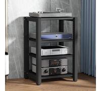 BEBANE Meuble Audio 2/3/4/5 Niveaux, Support pour Platine Vinyle et étagère Hi-FI, système Audio stéréo Domestique avec étagères réglables en Hauteur(Black,85cm/33.5in)