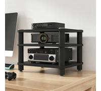 BEBANE Meuble de Rangement Audio-vidéo, étagère Ouverte à 2/3/4 Niveaux avec Patins Anti-Vibrations, Support de Bureau pour équipements multimédias, pour Home cinéma(Black,3 Layer)