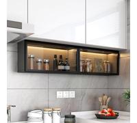 BEBANE Meuble Haut Mural en Verre avec Verre trempé 3C et vérins à gaz
