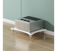 BEBANE Meuble multimédia Audio/vidéo à 1/2/3/4 Niveaux, Meuble Hi-FI en Bois/Support de Rangement pour équipement Audio, Support pour Lecteur CD(White,1 Layer)
