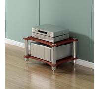BEBANE Meuble multimédia Audio/vidéo à 1/2/3/4 Niveaux, Meuble Hi-FI en Bois/Support de Rangement pour équipement Audio, Support pour Lecteur CD(Reddish-Brown,2 Layer)