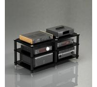 BEBANE Meuble multimédia Audio-vidéo - Support multimédia en Acier Inoxydable, Meuble Hi-FI à 2/3/4 Niveaux, stéréo et Tour Audio, pour Les équipements Audio de(Black,54cm/21.2in)