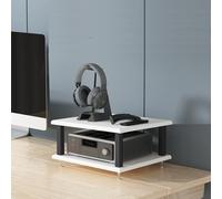 BEBANE Meuble multimédia audiovisuel avec étagères de Rangement, Structure en Acier avec Pieds Anti-Vibrations, aux Home cinéma et aux environnements de Bureau(White,2 Layer)