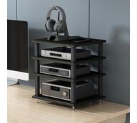 BEBANE Meuble multimédia audiovisuel avec étagères de Rangement, Structure en Acier avec Pieds Anti-Vibrations, aux Home cinéma et aux environnements de Bureau(Black,4 Layer)