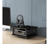 BEBANE Meuble multimédia audiovisuel avec étagères de Rangement, Structure en Acier avec Pieds Anti-Vibrations, aux Home cinéma et aux environnements de Bureau(Black,2 Layer)