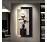 BEBANE Peinture décorative en grès avec LED, décoration Murale Artistique 3D avec Source Lumineuse, Sculpture Murale paysagère créative, adaptée au Salon, à la Chambre(D,70 * 140cm/27.5 * 55.1in)