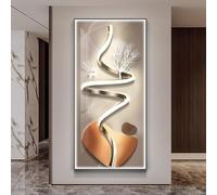 BEBANE Peinture Murale avec Cadre métallique, Tableau Mural 3D Lumineux LED, Grand Tableau Vertical au Style Moderne et Abstrait, adapté pour Le Salon, la Chambre(B,50 * 100cm/19.7 * 39.4in)