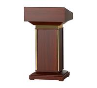 BEBANE Podium en Bois Massif, Podium de conférence et de débat en Bois Lourd, avec tiroir et étagère, adapté aux églises, salles de Classe, salles de réunion(Dark Red with Gold Trim)